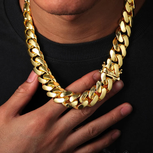 20mm Heavy 18K Gold Plated Miami Cuban Link